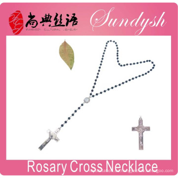 Kreuz Schmuck Halskette katholischen Schmuck schwarz Achat Perlen Rosenkranz Halskette Schmuck